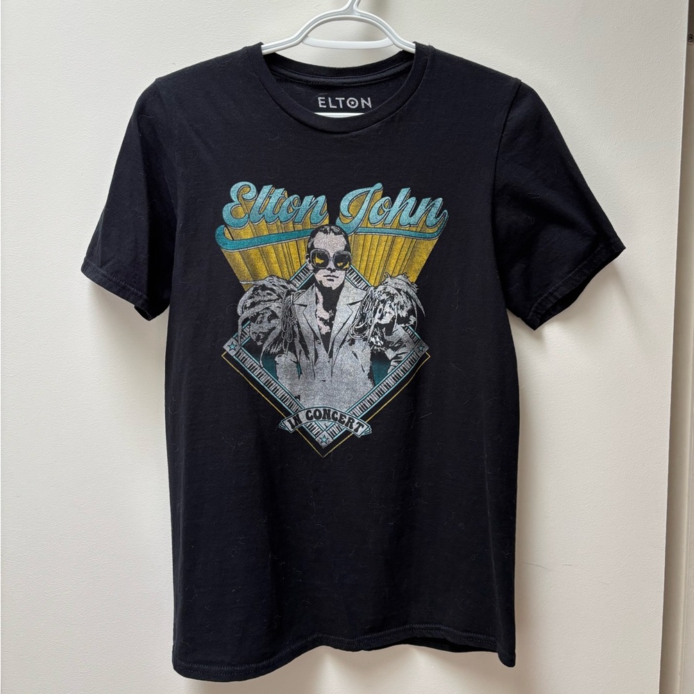 Elton John Black Graphic T-Shirt